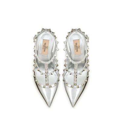 Valentino Garavani Silver Leather High Heel Pumps