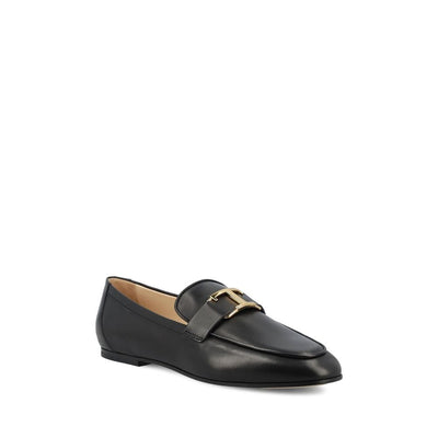 Tod's Black Calfskin Slip-On Loafers