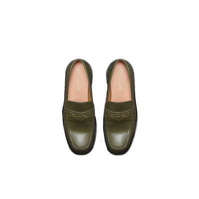 Dior Green Calfskin Slip-On Loafers