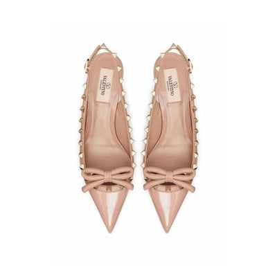 Valentino Garavani Beige Calfskin Mid Heel Pumps