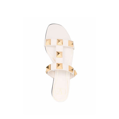Valentino Garavani White Calfskin Flat Sandals