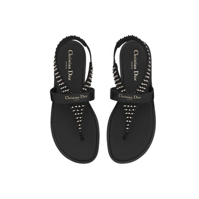 Dior Black Calfskin Flat Sandals