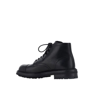 Dolce & Gabbana Black Calfskin Lace-Up Boots