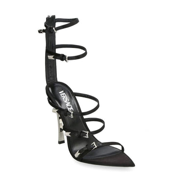 Versace Black Calfskin Stiletto Heel Sandals