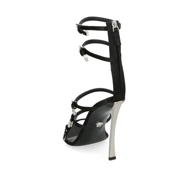 Versace Black Calfskin Stiletto Heel Sandals