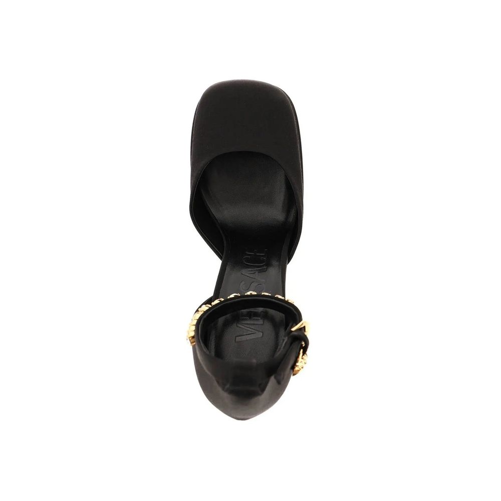 Versace Black Silk Platform Pumps