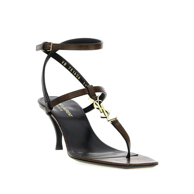 Saint Laurent Brown Calfskin Platform Sandals