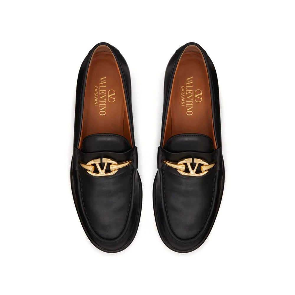 Valentino Garavani Black Calfskin Slip-On Loafers