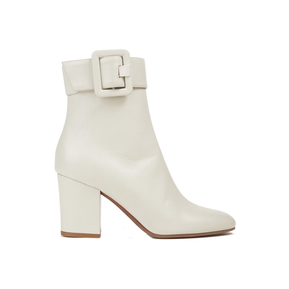 Sergio Rossi White Lamb Leather Ankle Boots