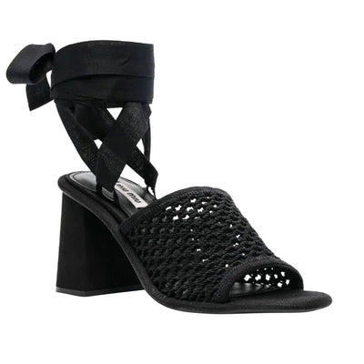 Miu Miu Black Fabric Strap-On Sandals