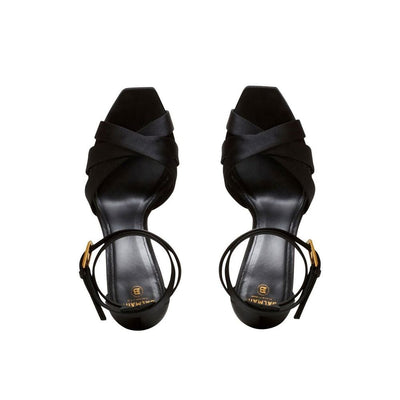 Balmain Black Silk Platform Sandals