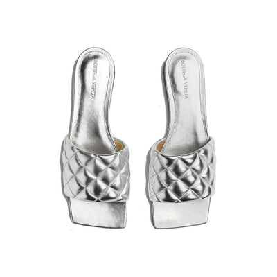 Bottega Veneta Silver Calfskin Slippers