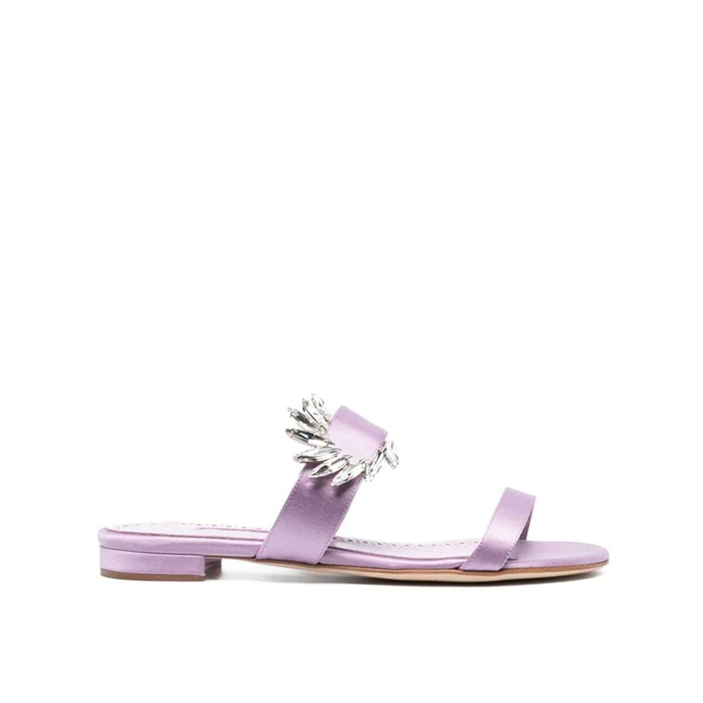Manolo Blahnik Purple Silk Sandals