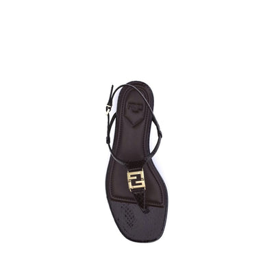 Fendi Purple Calf Leather Bos Taurus Flat Sandals