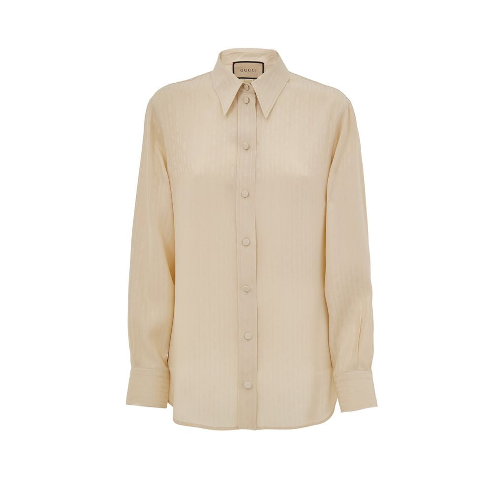 Gucci Beige Silk Pattern Shirt