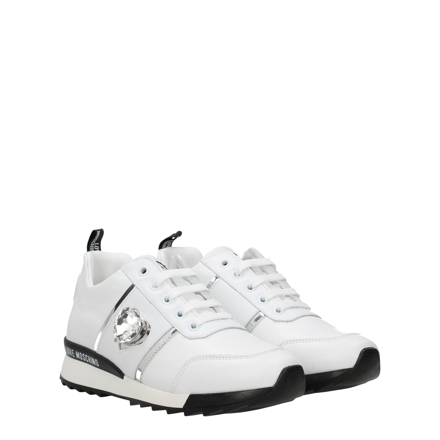Love Moschino White Leather Low Top Sneakers