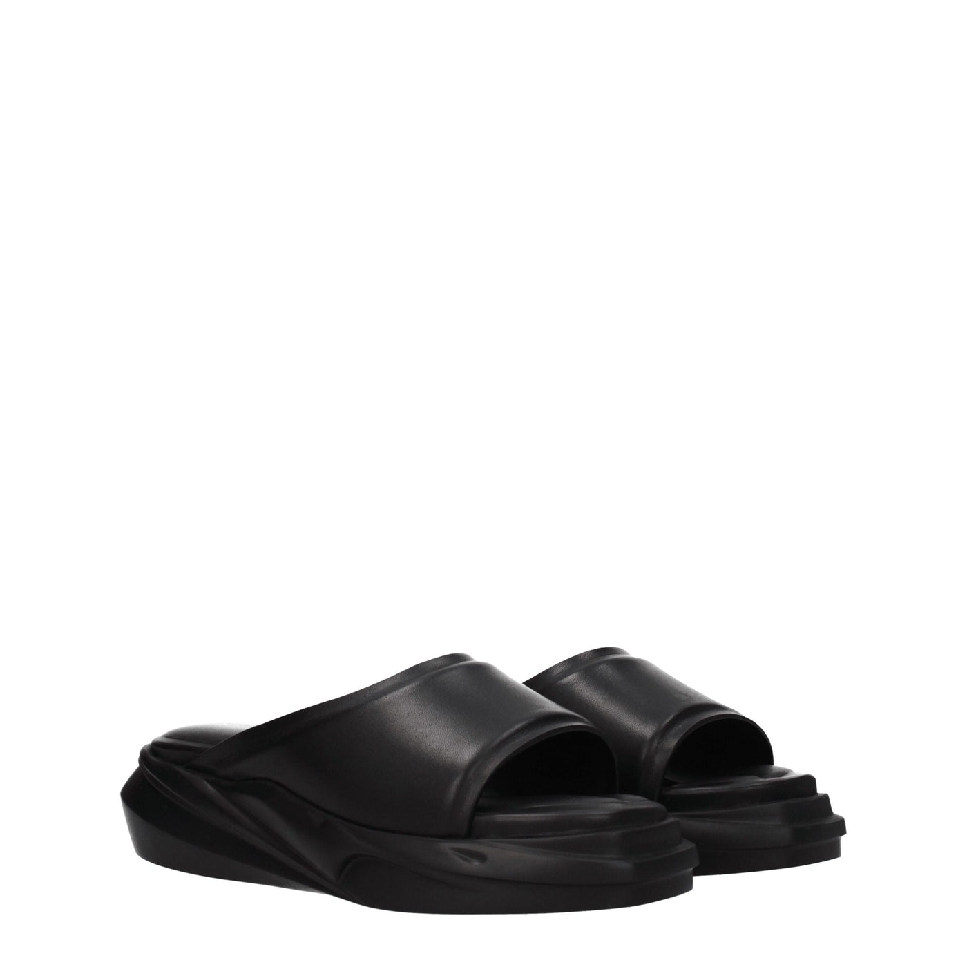 Alyx Black Leather Slippers
