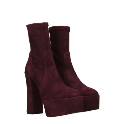 Stuart Weitzman Purple Leather Ankle Boots