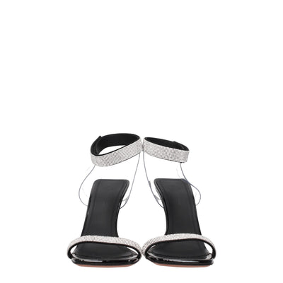 Amina Muaddi Black Crystals Stiletto Heel Sandals