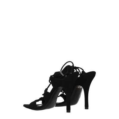 The Attico Black Leather Stiletto Heel Sandals