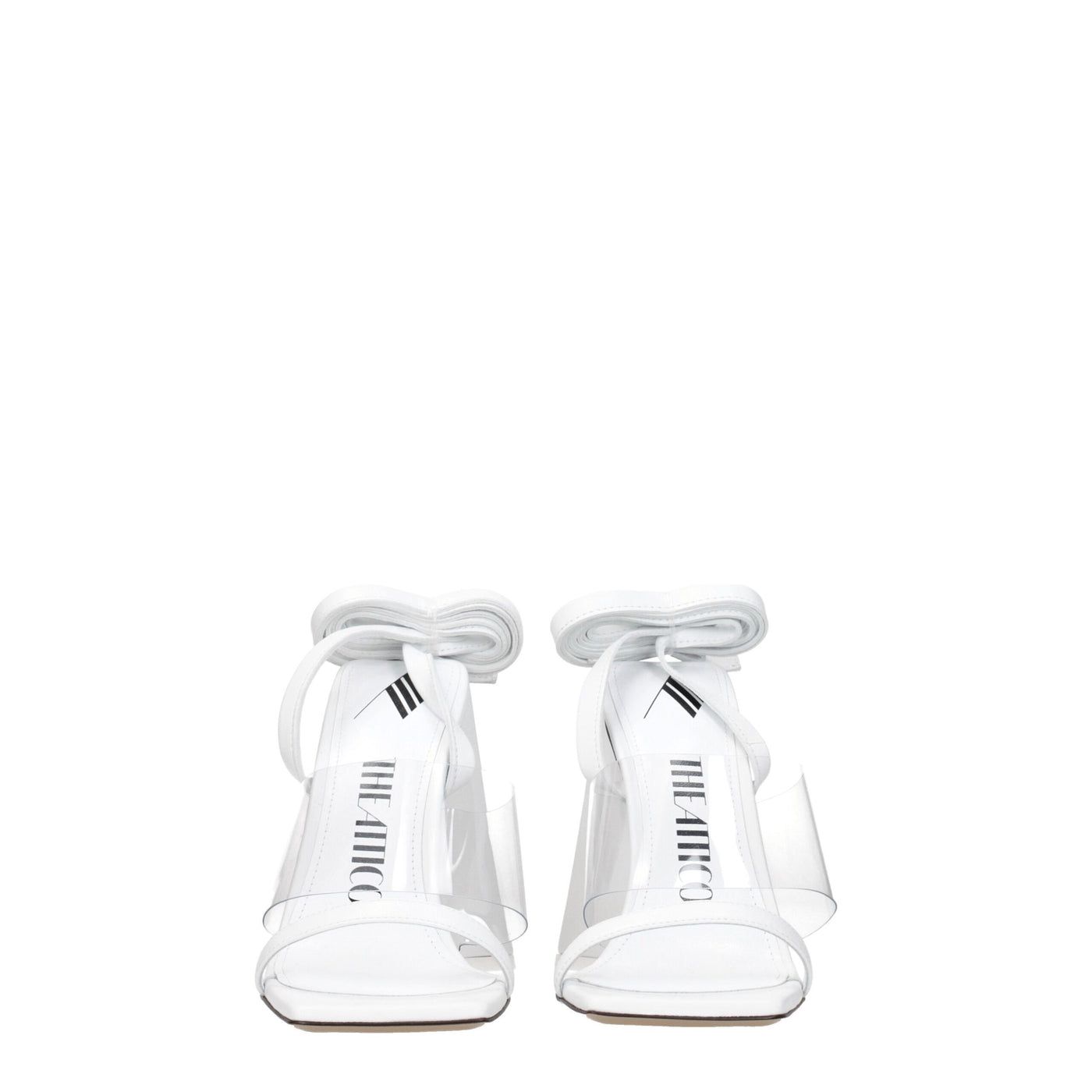 The Attico White Leather Stiletto Heel Sandals