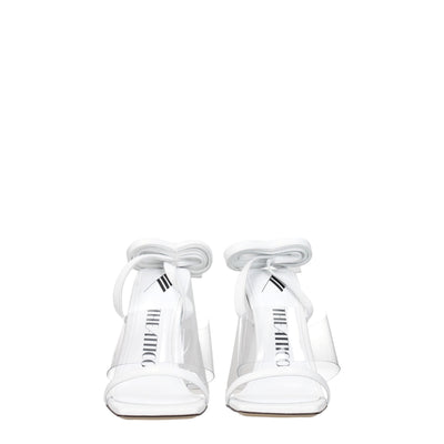 The Attico White Leather Stiletto Heel Sandals
