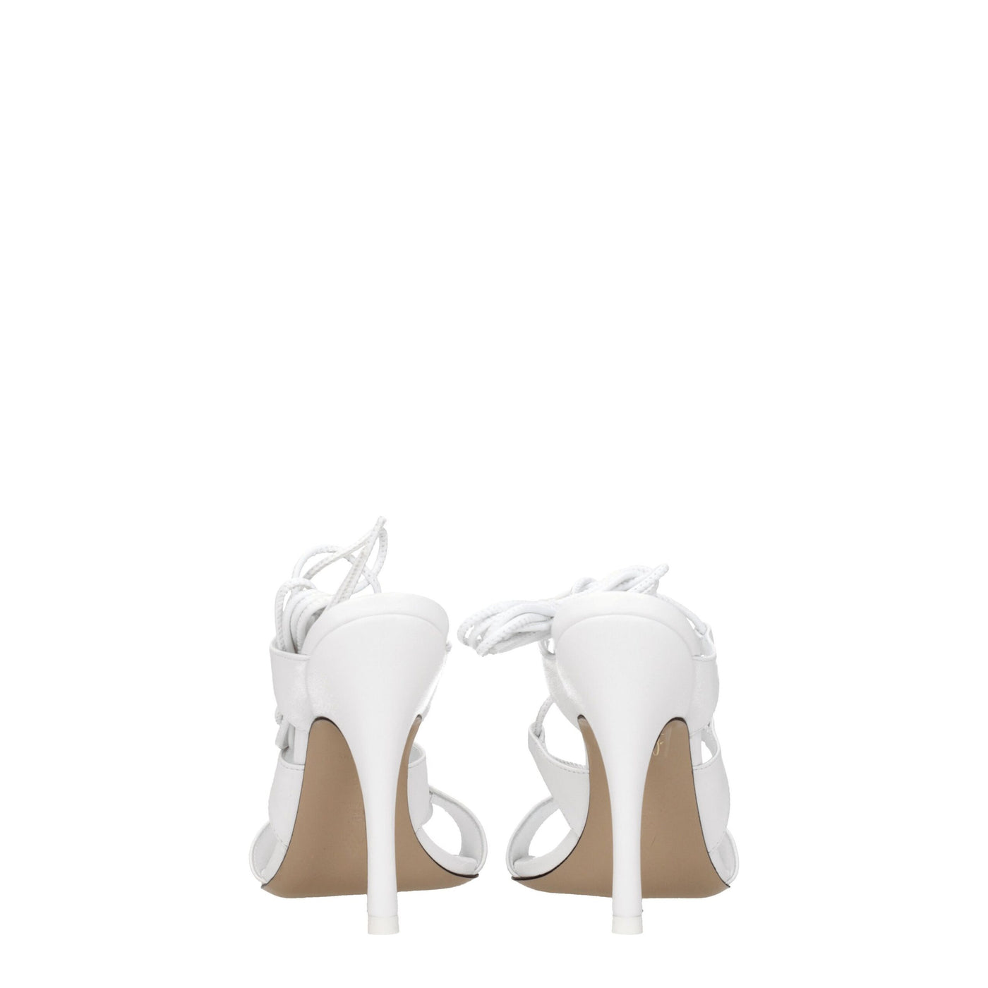 The Attico White Leather Stiletto Heel Sandals