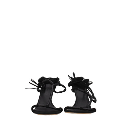 Isabel Marant Black Leather Stiletto Heel Sandals