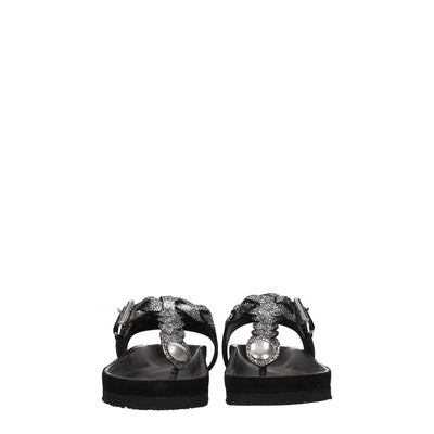 Isabel Marant Black Leather Flip-Flop Sandals