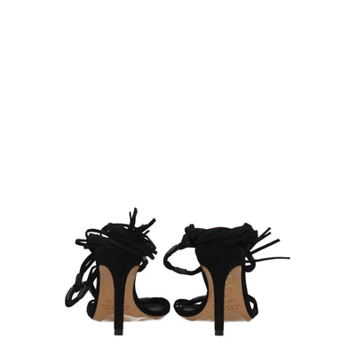 Isabel Marant Black Leather Stiletto Heel Sandals