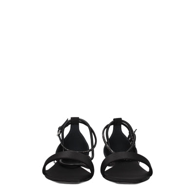 Max Mara Black Satin Flat Sandals
