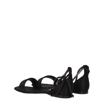 Max Mara Black Satin Flat Sandals