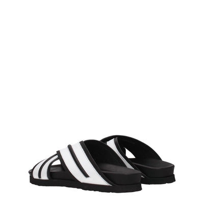 Palm Angels White Leather Slippers