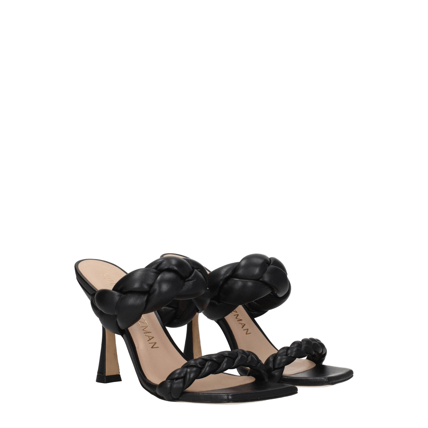 Stuart Weitzman Black Leather Stiletto Heel Sandals