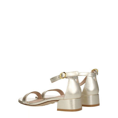 Stuart Weitzman Gold Leather Flat Sandals