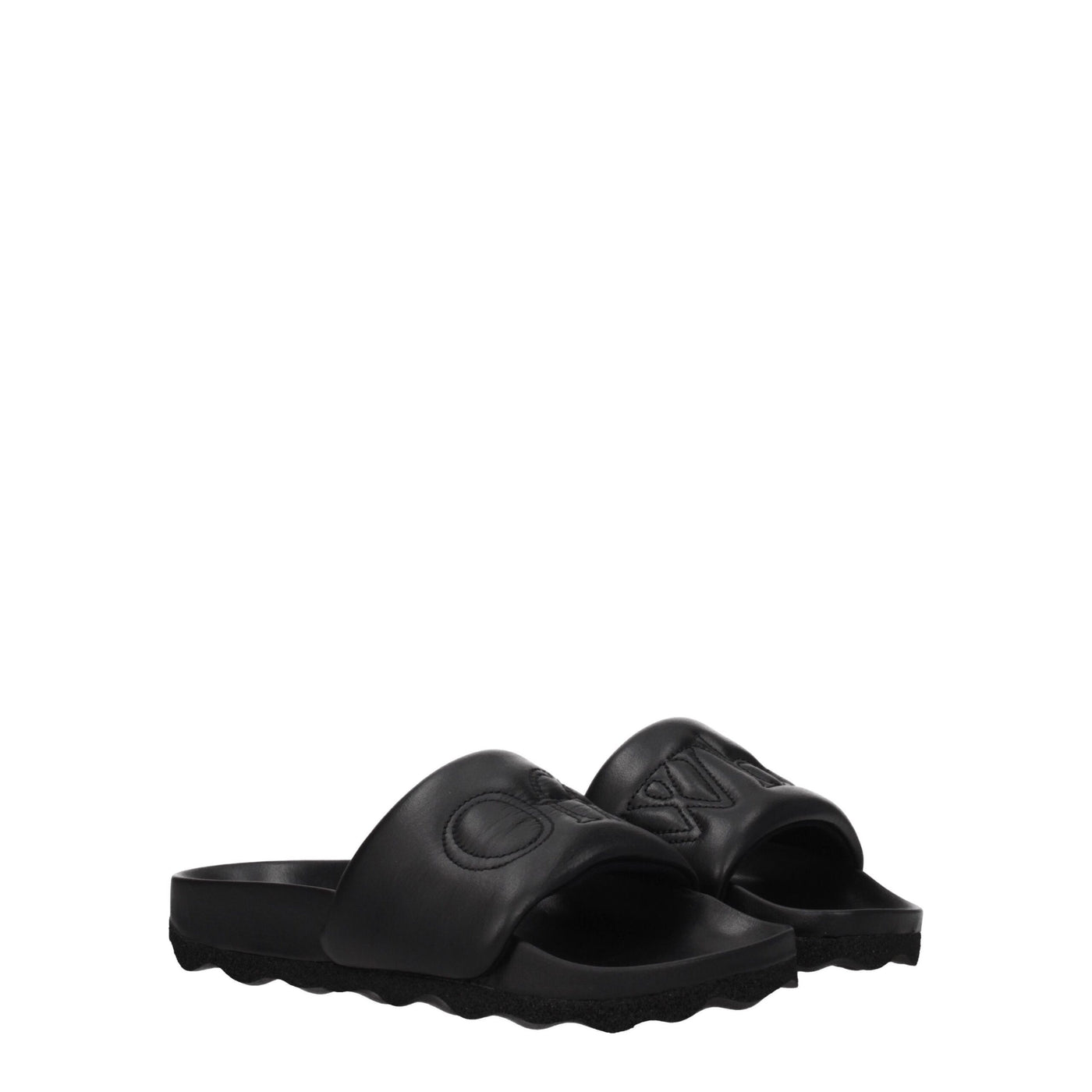 Off-White Black Leather Slippers