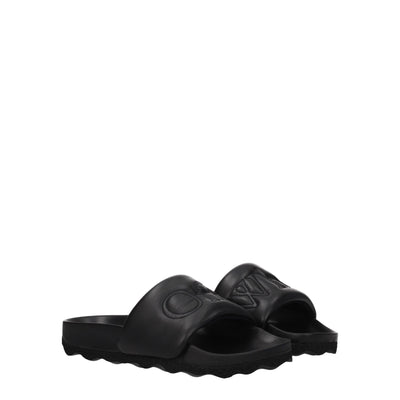 Off-White Black Leather Slippers