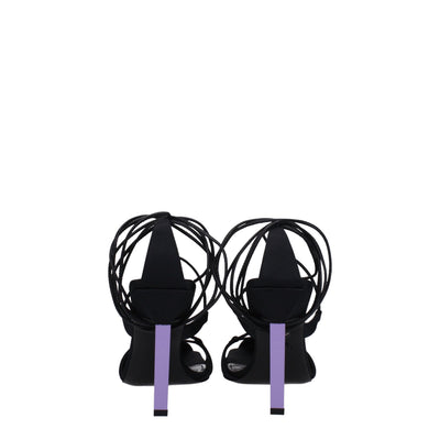 The Attico Black Fabric Stiletto Heel Sandals