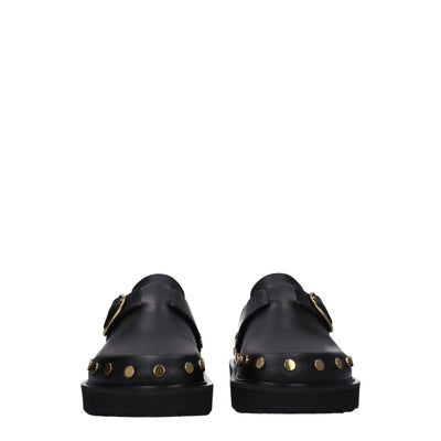 Isabel Marant Black Leather Slippers