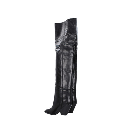 Isabel Marant Black Leather Over The Knee