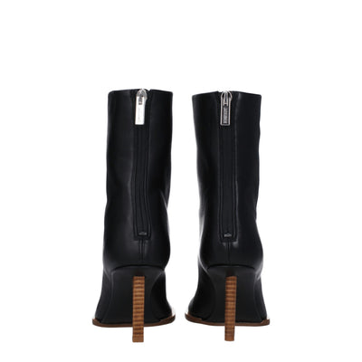 Jacquemus Black Leather Ankle Boots