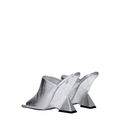 The Attico Gray Leather Platform Sandals