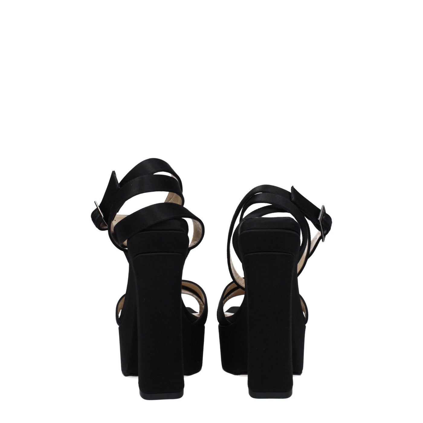 Jimmy Choo Black Satin Platform Sandals