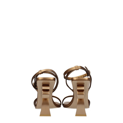 Palm Angels Gold Leather Platform Sandals