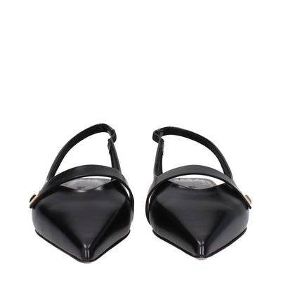 Max Mara Black Leather Ballet Flats
