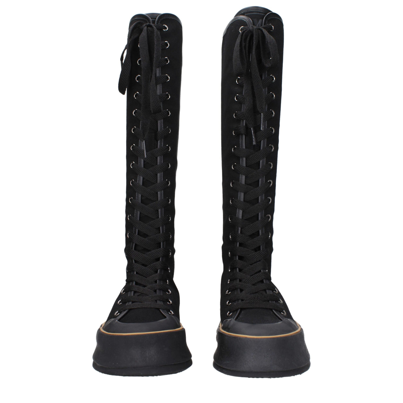 Max Mara Black Fabric Lace-Up Boots
