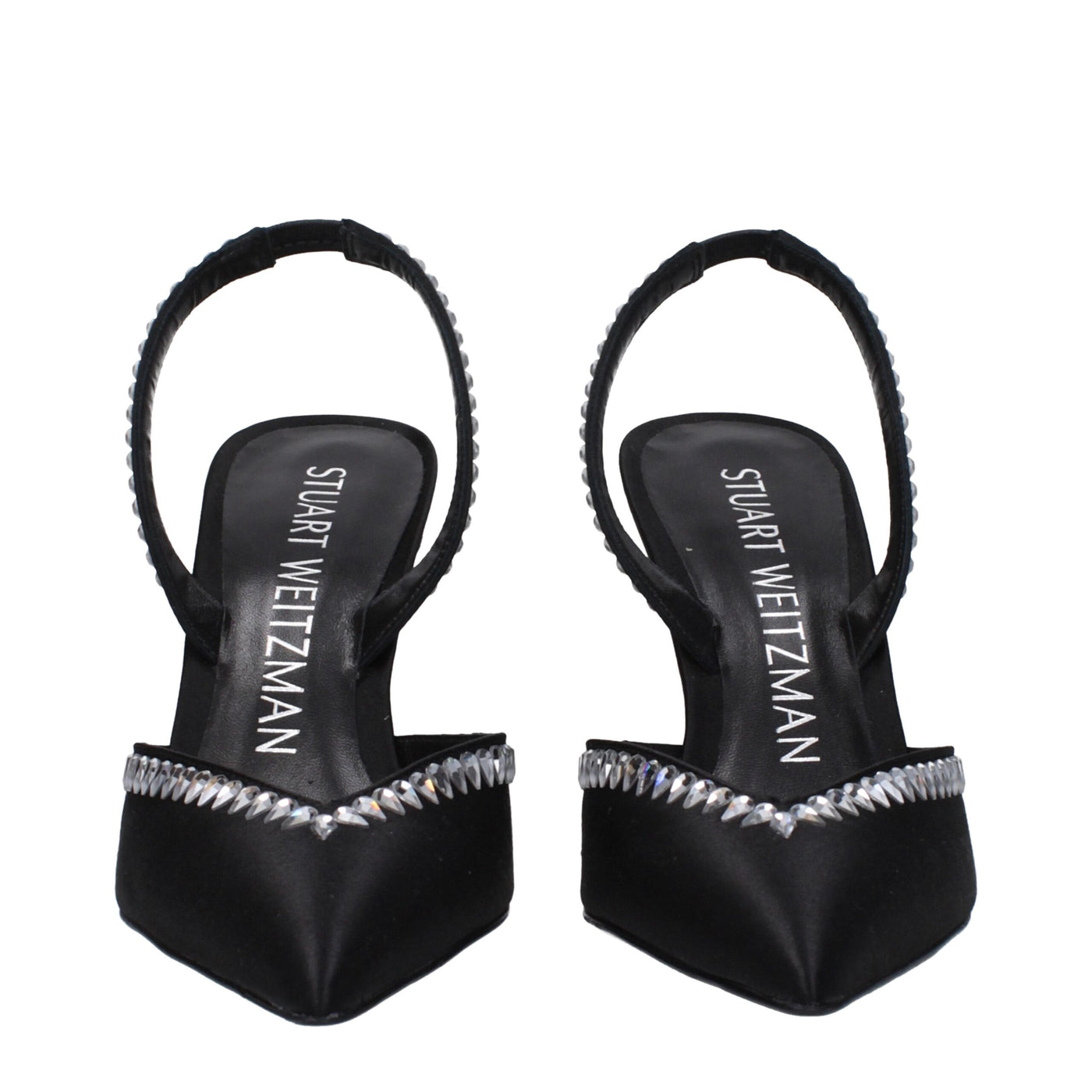 Stuart Weitzman Black Satin Stiletto Heel Sandals