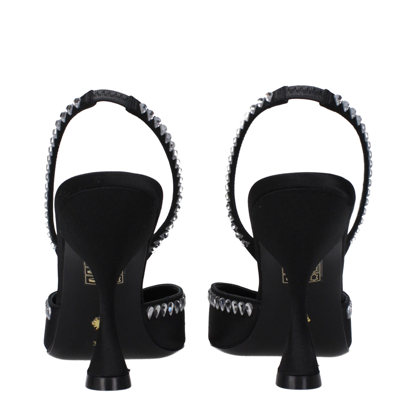 Stuart Weitzman Black Satin Stiletto Heel Sandals