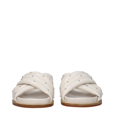 Fabiana Filippi Beige Leather Slippers