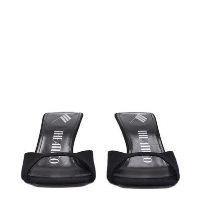 The Attico Black Satin Stiletto Heel Sandals